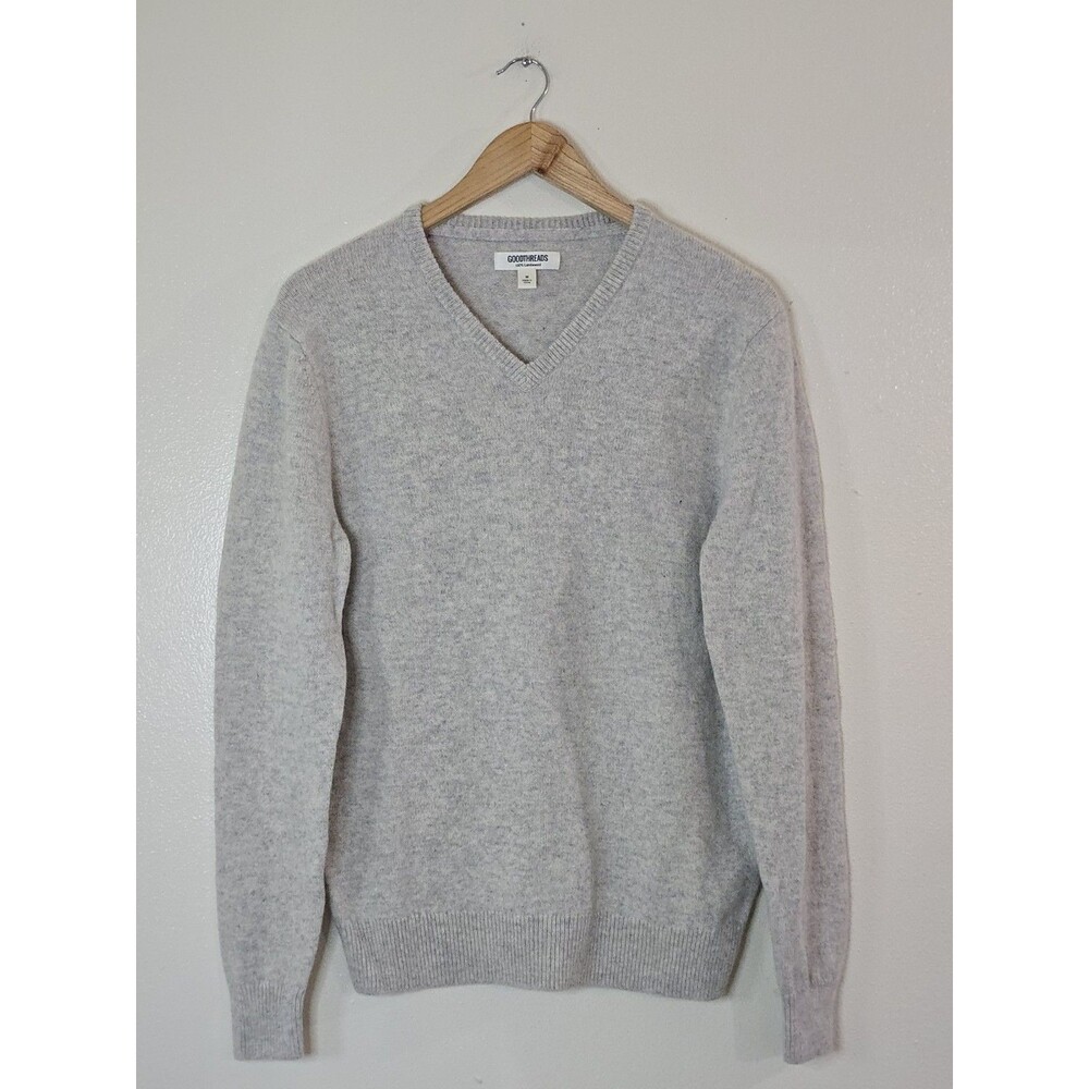 Goodthreads 100% Lambswool Sweater Gray V Neck Mens Medium Soft